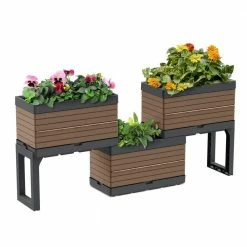 Southern Patio FlexSpace 22 in. x 11 in. x 13 in. Dark Brown Resin Modular Raised Garden Bed -Achla Designs Shop dark brown southern patio elevated garden beds hdr 090403 1f 1000