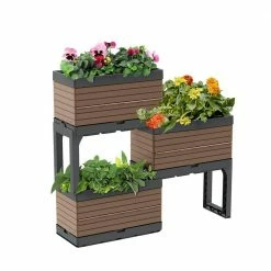 Southern Patio FlexSpace 22 in. x 11 in. x 13 in. Dark Brown Resin Modular Raised Garden Bed