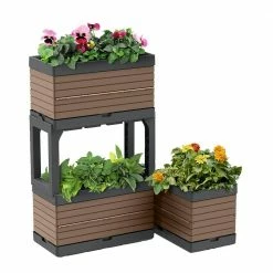 Southern Patio FlexSpace 22 in. x 11 in. x 13 in. Dark Brown Resin Modular Raised Garden Bed -Achla Designs Shop dark brown southern patio elevated garden beds hdr 090403 fa 1000
