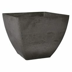 Arcadia Garden Products Simplicity Square 16 in. x 16 in. x 13 in. Dark Charcoal PSW Pot