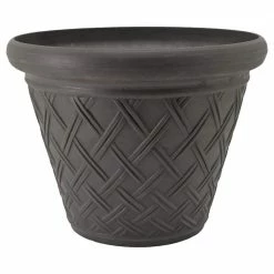 Arcadia Garden Products Basket Weave 18 in. x 14 in. Dark Charcoal PSW Pot
