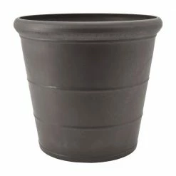 Arcadia Garden Products Basic Drop 11-1/2 in. x 10 in. Dark Charcoal Composite PSW Pot