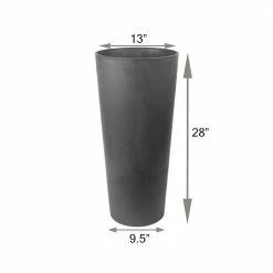 Arcadia Garden Products Contempo Tall Round 13 in. x 28 in. Dark Charcoal Marble PSW Planter -Achla Designs Shop dark charcoal marble arcadia garden products plant pots s32dcm 1f 1000
