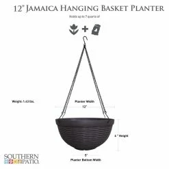 Southern Patio Jamaica Wicker 12.5 in. Dark Coffee High-Density Resin Hanging Basket Planter 15 Southern Patio Jamaica Wicker 12.5 in. Dark Coffee High-Density Resin Hanging Basket Planter -Achla Designs Shop dark coffee southern patio hanging planters hdr 054788 40 1000