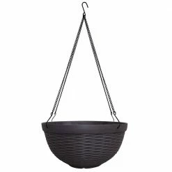 Southern Patio Jamaica Wicker 12.5 in. Dark Coffee High-Density Resin Hanging Basket Planter