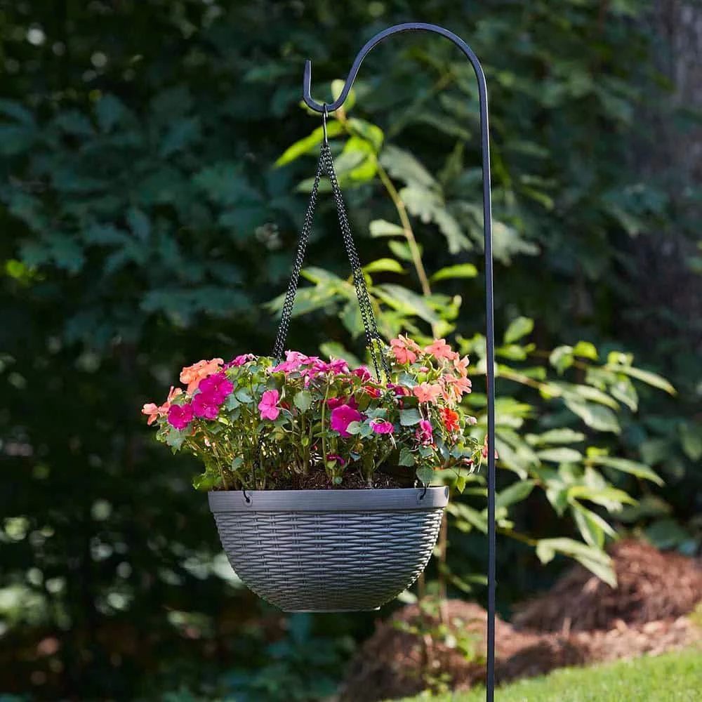 Southern Patio Jamaica Wicker 12.5 in. Dark Coffee High-Density Resin Hanging Basket Planter 6 Southern Patio Jamaica Wicker 12.5 in. Dark Coffee High-Density Resin Hanging Basket Planter - Image 4