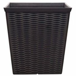 Southern Patio Jamaica Wicker Large 15 in. x 15 in. Dark Coffee High-Density Resin Square Planter