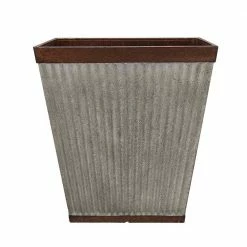 Southern Patio Westlake Large 16 in. x 16 in. Silver with Bronze Trim High-Density Resin Square Planter
