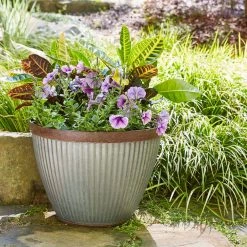 Southern Patio Westlake Large 15 in. x 11 in. Silver with Bronze Trim High-Density Resin Planter -Achla Designs Shop galvanized southern patio plant pots hdr 054795 a0 1000