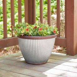 Southern Patio Westlake 10 in. x 7.4 in. Galvanized Rustic High-Density Resin Planter 15 Southern Patio Westlake 10 in. x 7.4 in. Galvanized Rustic High-Density Resin Planter -Achla Designs Shop galvanized southern patio plant pots hdr 064787 c3 1000