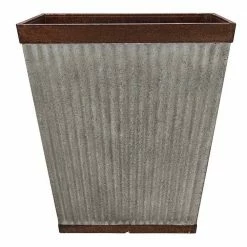 Southern Patio Rustic Resin Outdoor Planter Urn with Square Rustic Box Flower Pot -Achla Designs Shop galvanized southern patio plant pots spat hdr 046868 spat hdr 046851 1f 1000