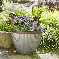 Southern Patio Rustic Resin Outdoor Planter Urn with Square Rustic Box Flower Pot -Achla Designs Shop galvanized southern patio plant pots spat hdr 046868 spat hdr 046851 31 1000