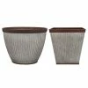 Southern Patio Rustic Resin Outdoor Planter Urn with Square Rustic Box Flower Pot -Achla Designs Shop galvanized southern patio plant pots spat hdr 046868 spat hdr 046851 64 1000