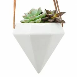 Arcadia Garden Products Diamond 4-1/2 in. x 4-1/2 in. Gloss White Ceramic Hanging Planter -Achla Designs Shop gloss arcadia garden products hanging planters ap12w 1f 1000
