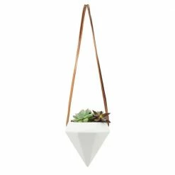 Arcadia Garden Products Diamond 4-1/2 in. x 4-1/2 in. Gloss White Ceramic Hanging Planter -Achla Designs Shop gloss arcadia garden products hanging planters ap12w 44 1000