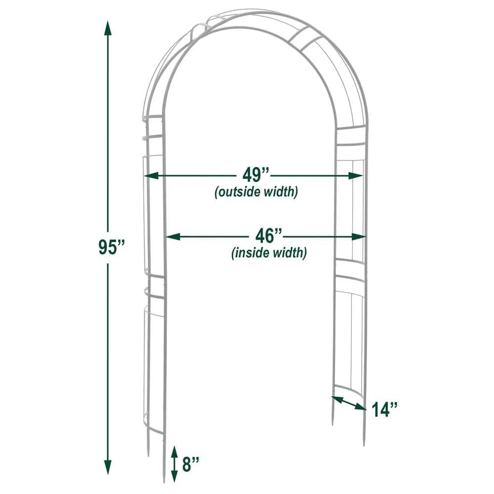 Arcadia Garden Products Aspen 46 in. x 14 in. x 95 in. Metal Arbor 6 Arcadia Garden Products Aspen 46 in. x 14 in. x 95 in. Metal Arbor - Image 4