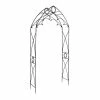 Achla Designs Classic Gothic Style Quatrefoil Garden Arbor, 112.5 in. Tall Graphite Powder Coated Finish -Achla Designs Shop graphite powder coated finish achla designs arbors arb 07 64 1000
