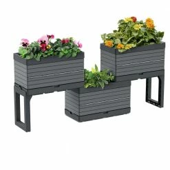 Southern Patio FlexSpace 22 in. x 11 in. x 13 in. Gray Resin Modular Raised Garden Bed -Achla Designs Shop gray southern patio elevated garden beds hdr 076650 1f 1000