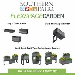 Southern Patio FlexSpace 22 in. x 11 in. x 13 in. Gray Resin Modular Raised Garden Bed -Achla Designs Shop gray southern patio elevated garden beds hdr 076650 66 1000