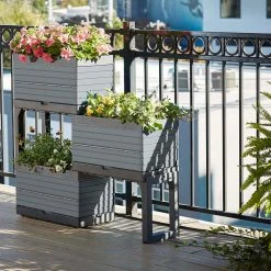 Southern Patio FlexSpace 22 in. x 11 in. x 13 in. Gray Resin Modular Raised Garden Bed -Achla Designs Shop gray southern patio elevated garden beds hdr 076650 a0 1000