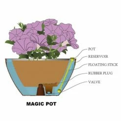 Southern Patio Magic Pot 13 in. x 13 in. Gray Resin Self-Watering High-Density Hanging Basket Planter -Achla Designs Shop gray southern patio hanging planters hdr 091318 a0 1000