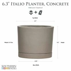 Southern Patio Italio 6.3 in. x 5.2 in. Gray Concrete Indoor Planter -Achla Designs Shop gray southern patio plant pots grc 081517 40 1000