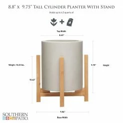 Southern Patio Cylinder 8.8 in. x 9.75 in. Gray Concrete Tall Indoor Planter with Stand -Achla Designs Shop gray southern patio plant pots grc 081630 40 1000