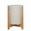 Southern Patio Cylinder 8.8 in. x 9.75 in. Gray Concrete Tall Indoor Planter with Stand -Achla Designs Shop gray southern patio plant pots grc 081630 64 1000