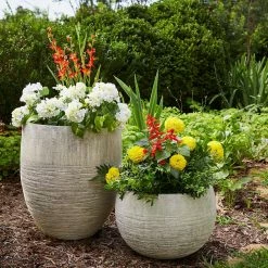 Southern Patio Unearthed Large 16 in. x 11 in. Fiberglass Bowl Planter -Achla Designs Shop gray southern patio plant pots grc 081708 1f 1000