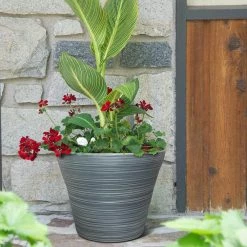 Southern Patio Cabana Large 16 in. x 12.5 in. Gray High-Density Resin Planter -Achla Designs Shop gray southern patio plant pots hdr 021094 31 1000