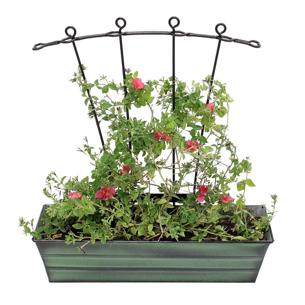 Achla Designs Small Galvanized Steel Flower Box Planter, 22 in. W Green Patina 5 Achla Designs Small Galvanized Steel Flower Box Planter, 22 in. W Green Patina - Image 3
