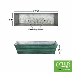 Achla Designs Small Galvanized Steel Flower Box Planter, 22 in. W Green Patina 9 Achla Designs Small Galvanized Steel Flower Box Planter, 22 in. W Green Patina -Achla Designs Shop green patina achla designs window boxes c 08 c3 1000
