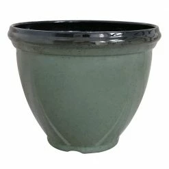 Southern Patio Heritage Large 18 in. x 14.4 in. Green High-Density Resin Planter