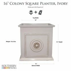 Southern Patio Colony Large 16 in. x 16 in. Ivory Resin Composite Square Planter Box 14 Southern Patio Colony Large 16 in. x 16 in. Ivory Resin Composite Square Planter Box -Achla Designs Shop ivory southern patio plant pots cmx 047001 40 1000