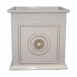 Southern Patio Colony Large 16 in. x 16 in. Ivory Resin Composite Square Planter Box