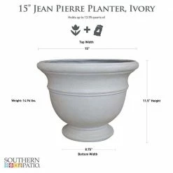 Southern Patio Jean Pierre Large 14.96 in. 11.5 in. Ivory Resin Composite Planter -Achla Designs Shop ivory southern patio plant pots cmx 054696 40 1000