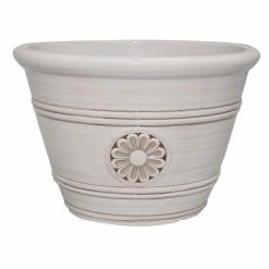Southern Patio Modesto Large 15.25 in. x 10.55 in. Ivory Resin Composite Planter