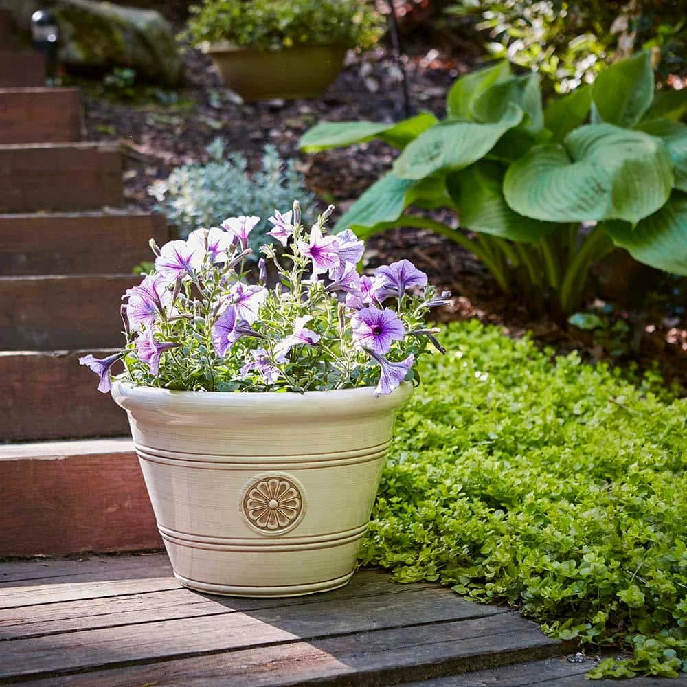 Southern Patio Modesto Large 15.25 in. x 10.55 in. Ivory Resin Composite Planter 7 Southern Patio Modesto Large 15.25 in. x 10.55 in. Ivory Resin Composite Planter - Image 5