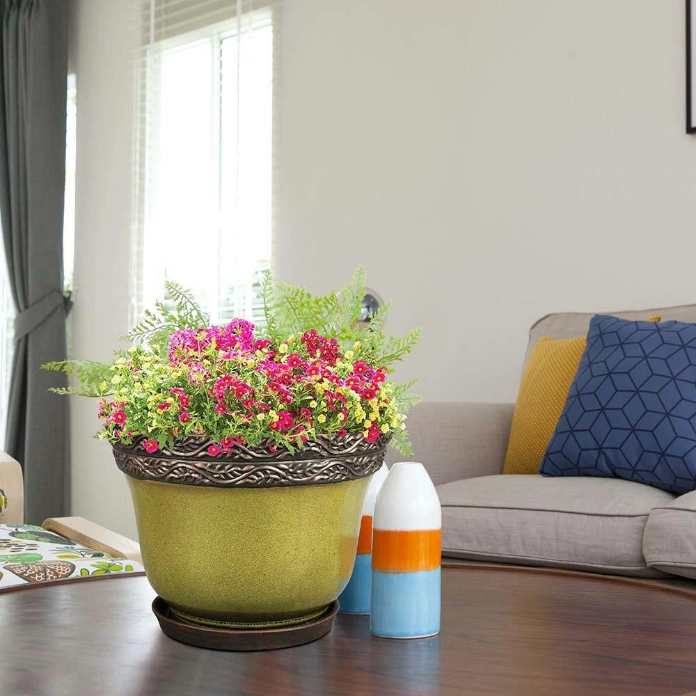 Southern Patio Reserva 11.81 in. x 8.86 in. Jade Ceramic Indoor Planter Pot 12 Southern Patio Reserva 11.81 in. x 8.86 in. Jade Ceramic Indoor Planter Pot - Image 10