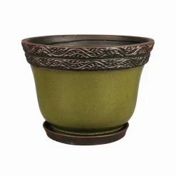 Southern Patio Reserva 11.81 in. x 8.86 in. Jade Ceramic Indoor Planter Pot