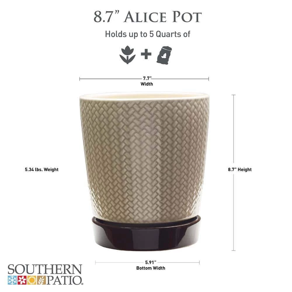 Southern Patio Alice 7.6 in. x 8.7 in. Light Brown Ceramic Indoor Pot (2-Pack) 5 Southern Patio Alice 7.6 in. x 8.7 in. Light Brown Ceramic Indoor Pot (2-Pack) - Image 3
