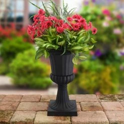 Arcadia Garden Products Deluxe Pedestal 10 in. x 17 in. Black Plastic Urn (2-Pack) -Achla Designs Shop matte black arcadia garden products urn planters pl50bk 2 31 1000