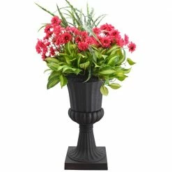 Arcadia Garden Products Deluxe Pedestal 10 in. x 17 in. Black Plastic Urn (2-Pack) -Achla Designs Shop matte black arcadia garden products urn planters pl50bk 2 fa 1000