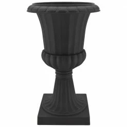 Arcadia Garden Products Deluxe Pedestal 10 in. x 17 in. Black Plastic Urn
