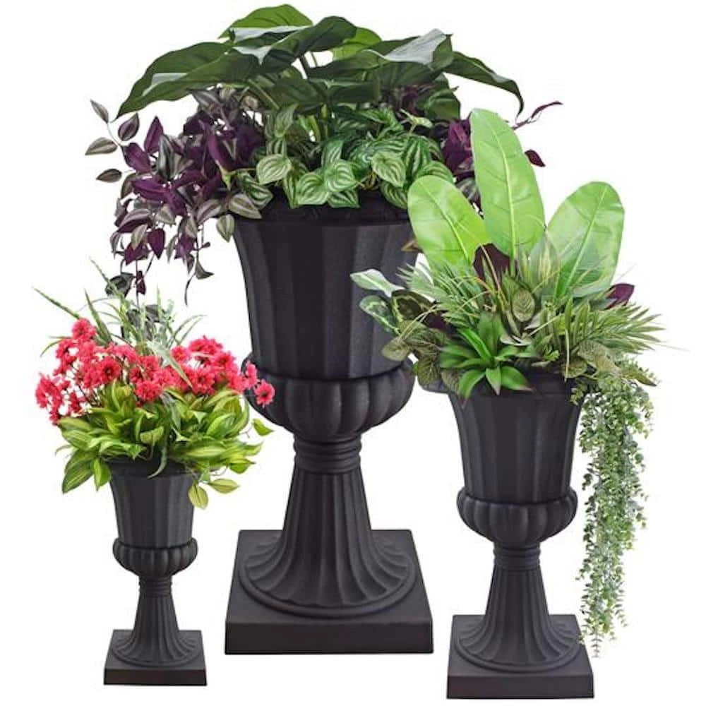 Arcadia Garden Products Deluxe Pedestal 16 in. x 27 in. Black Plastic Urn (2-Pack) 8 Arcadia Garden Products Deluxe Pedestal 16 in. x 27 in. Black Plastic Urn (2-Pack) - Image 7