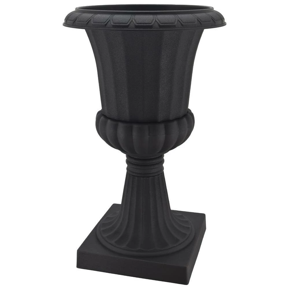 Arcadia Garden Products Deluxe Pedestal 16 in. x 27 in. Black Plastic Urn 4 Arcadia Garden Products Deluxe Pedestal 16 in. x 27 in. Black Plastic Urn - Image 2