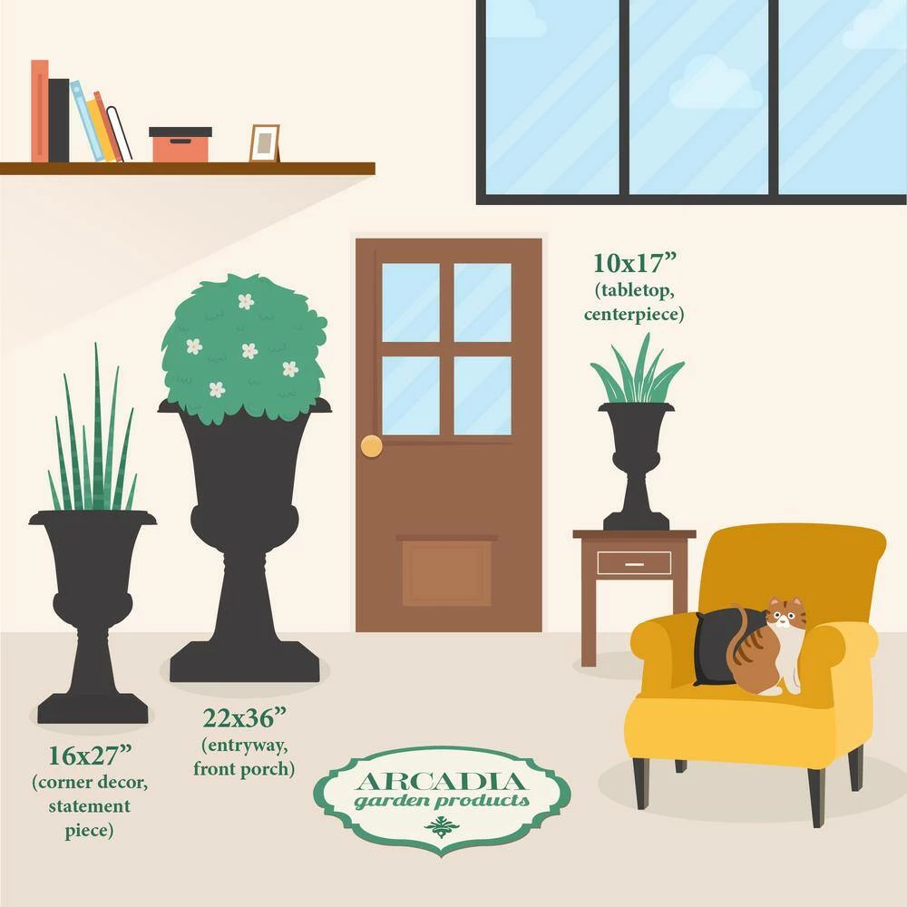 Arcadia Garden Products Deluxe Pedestal 16 in. x 27 in. Black Plastic Urn 8 Arcadia Garden Products Deluxe Pedestal 16 in. x 27 in. Black Plastic Urn - Image 6