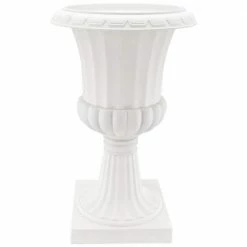 Arcadia Garden Products Deluxe Pedestal 10 in. x 17 in. White Plastic Urn