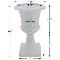 Arcadia Garden Products Deluxe Pedestal 16 in. x 27 in. White Plastic Urn (2-Pack) -Achla Designs Shop matte white arcadia garden products urn planters pl51wt 2 1f 1000