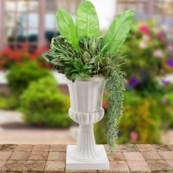 Arcadia Garden Products Deluxe Pedestal 16 in. x 27 in. White Plastic Urn -Achla Designs Shop matte white arcadia garden products urn planters pl51wt 31 1000